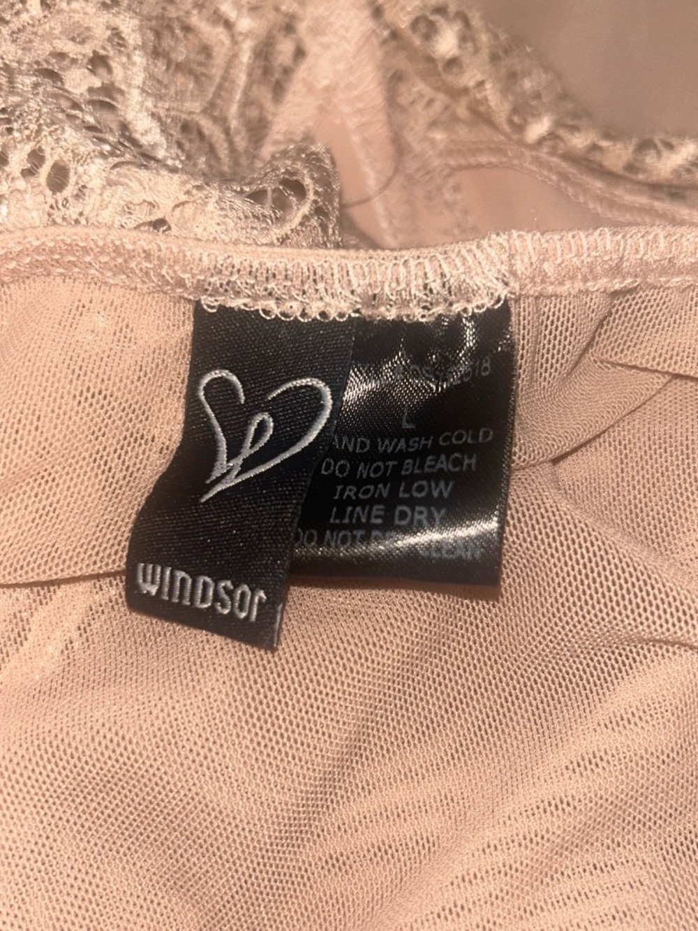Windsor Blush Pink Lace Satin Bustier Top with Sheer Long Sleeves - Picture 4 of 4